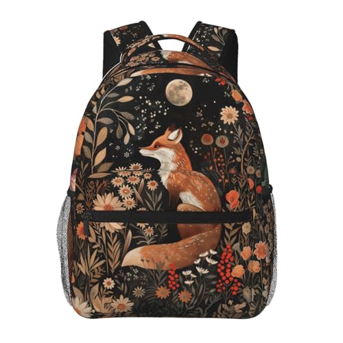 cromcu Vintage Floral Fox Backpack for School Work Camping Lightweight Travel Daypack with Multi-Pocket Storage Adjustable Shoulder Straps Bookbag 11.45.915.7in Kids Women Gifts Backpacks