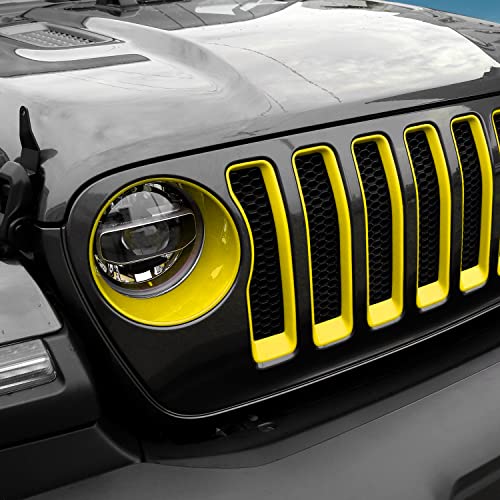 Image of CheroCar for JL Mesh Grille Grill Insert & Headlight Turn Light Cover Trim Exterior Accessories for Jeep Wrangler JL JLU 2018-2026 & Gladiator JT 2020-2026