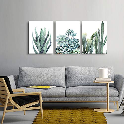 Image of Canvas Wall Art For Living Room Bathroom Wall Decor For Bedroom Kitchen Artwork Canvas Prints Green Plant Flowers Painting 20 inch X 28 inch 3 Pieces Modern Framed Office Home Decorations Family Picture