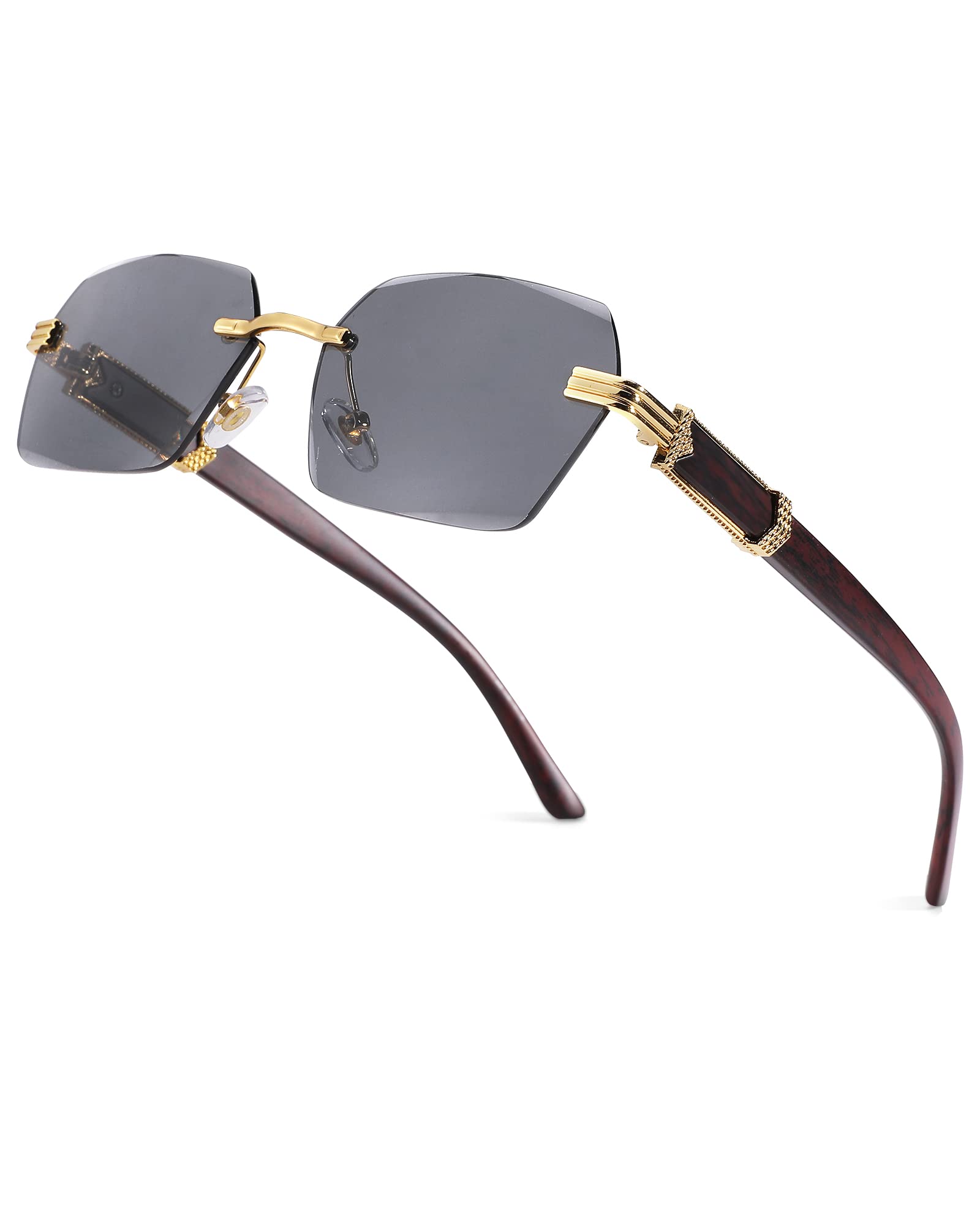 Pro Acme Rimless Rectangle Sunglasses for Men Women Hexagon Shade Eyewear Frameless y2k Glasses