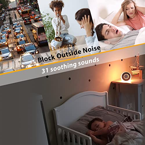 Reacher R2 White Noise Machine And Night Light With 31 Soothing Sounds, 0-100 Dimmable Color Changing Light, Sleep Timer For Sleeping, Feeding, For Baby, Kids, Adult,Bedside Table #TOP1