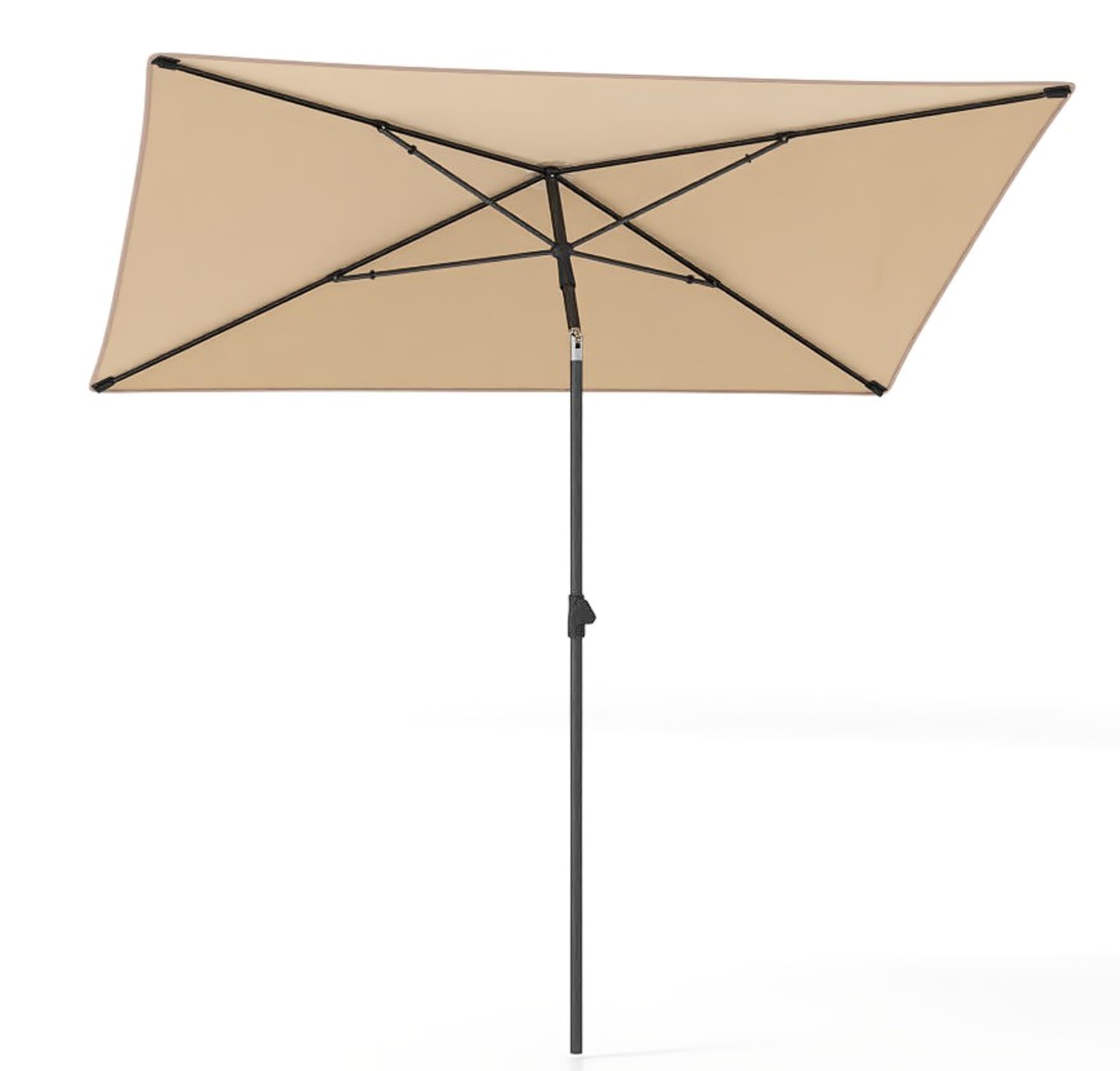 COSTWAY Ombrellone da Balcone 213 x 140 cm, Inclinazione Regolabile, Anti-UV, con Borsa da Trasporto, per Giardino, Terrazzo, Spiaggia (Beige)