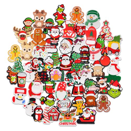 60pcs Christmas Silicone Focal Beads Not Duplicated Rubber Beads for DIY Beadable Pen Keychain Bracelet Lanyard Making