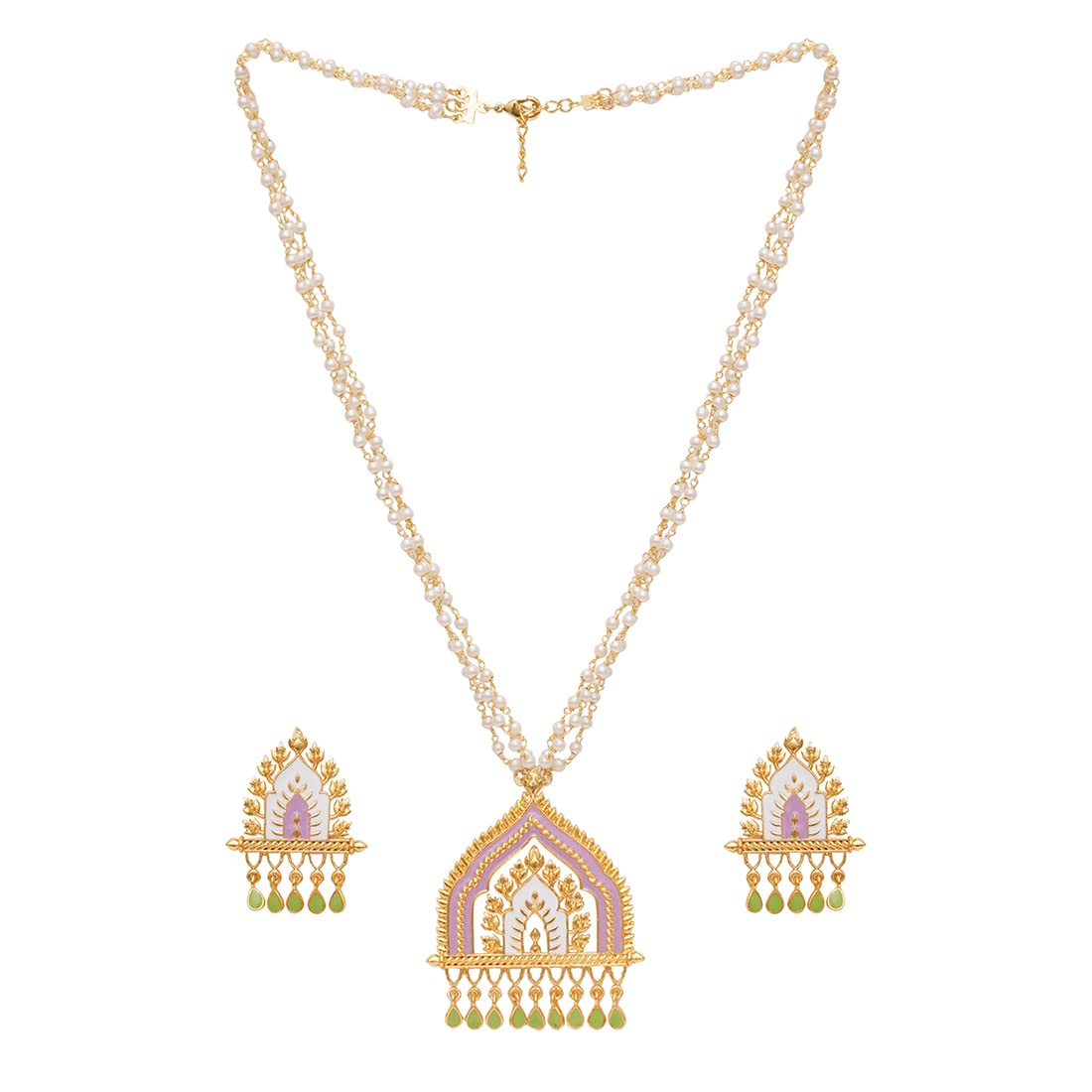 VOYLLA Festive Hues Pearls Adorned Gold Plated Temple Jewellery Set (B0BN6BXBR4) Amazon Price History, Amazon Price Tracker
