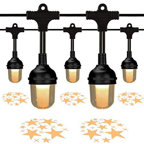 Christmas Projector Lights String, Outdoor String Lights Commercial Grade Weatherproof 10 LED Vintage Bulbs Warm White Stars UL Listed Heavy-Duty Decorative Patio Garden party Lights for Bistro Café