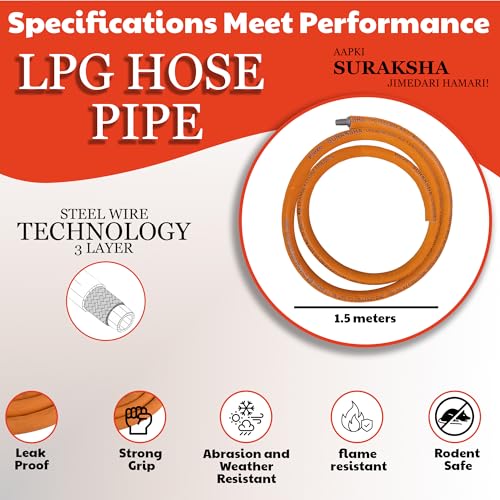 Image of Combo of Hose Pipe1.5m, Relguator, Lighter, 2 Clamps | Complete Kitchen Stove Accessories Kit | Leak-Proof Connection | Safe & Efficient Setup for Home Kitchen and Outdoor Cooking