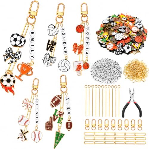 CraftyDream 558 Pcs Sports Charm Keychain Making Kit DIY Craft Gifts