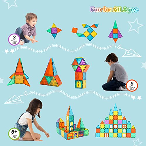 Neoformers Magnetic Tiles, 96 Pcs Magnetic 3D Building Blocks Educational Magnetic Tiles Puzzle Magnets Toys For Girls Boys Toddler Ages 3+ #TOP4