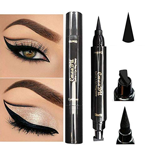 Ownest 2 PACK Eyeliner Stamp,Double-sided Eyeliner Pens,Winged Liquid Eyeliner Stamp&Pencil,Vamp style wing, smudgeproof, waterproof, long-lasting（11mm）