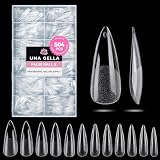 UNA GELLA Long Stiletto Gel Nail Tips 504PCS, Full Cover Pre-Etched