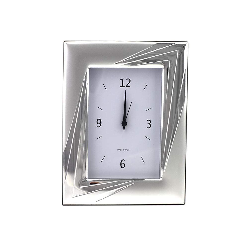 Valenti&Co - Orologio da tavolo sveglia - cornice laminato in argento dimensione 9x13cm COD: 52036 3ORL