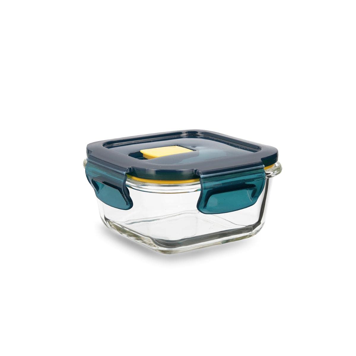 Quid Astral Square Airtight Glass Container 11.8x11.5x6.4cm - 32cl Other Glass Suitable Microwave Safe Freezer Recyclable