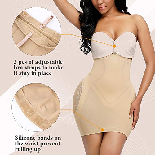 Feelingirl Plus Size Shapewear Tummy Control Dress Bodysuit Shapewear Seamless Body Shaper Butt Lifter Beige Xxl/3Xl #TOP3