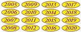 EZ-Line Oval Model Windshield Year Stickers for Car Windows Large Vinyl Dealership Supplies 16 Dozen Pro Pack 1 Dozen Each Year 2005-2020 (Red on Yellow)