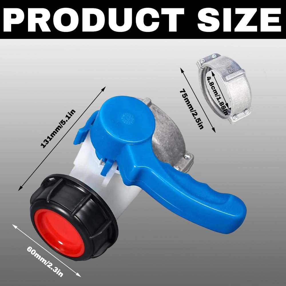 IBC Adattatore Valvola a Sfera, Adattatore Universale per Serbatoio Dell'acqua 1000L, DN50 75 mm, Valvola di Scarico in Lega di Alluminio, Accessorio Serbatoio IBC