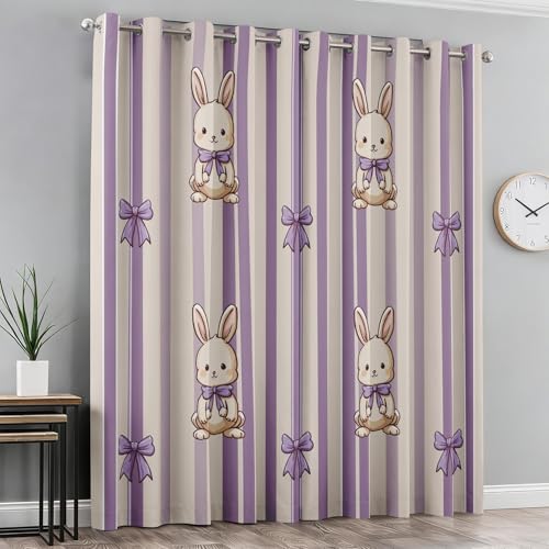 Rideau occultant lapin thermique opaque à oeillets violet 2pcs - 4