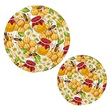 Múltiples aplicaciones: la alfombrilla de calor de cocina se puede utilizar para rellenar cuencos calientes, ollas calientes, sartenes, bandejas para hornear, cacerolas u otros platos calientes, y los hermosos patrones se pueden utilizar para decorar tu comedor, cocina, etc. Ideal para uso diario, cenas, reuniones, bodas, festivales, cumpleaños, fiestas, puede mejorar el ambiente del comedor.