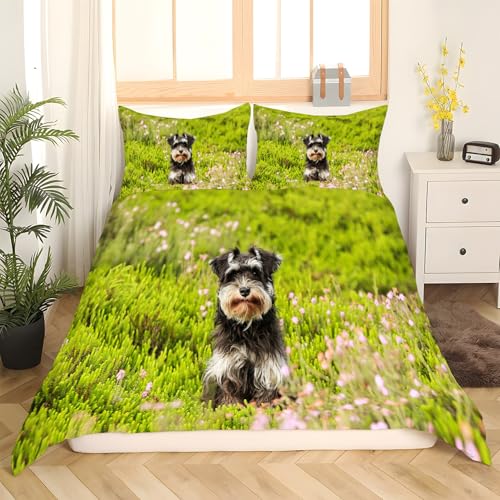 Housse de couette 220x240 Mini Schnauzer avec 2 taies d'oreiller microfibre - 3