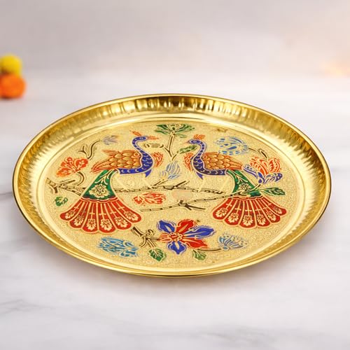 Best Puja Thali Sets: Stainless Steel vs Brass 55 Brass Puja Thali Decorative Peacock Design Pooja Thali Brass Aart...