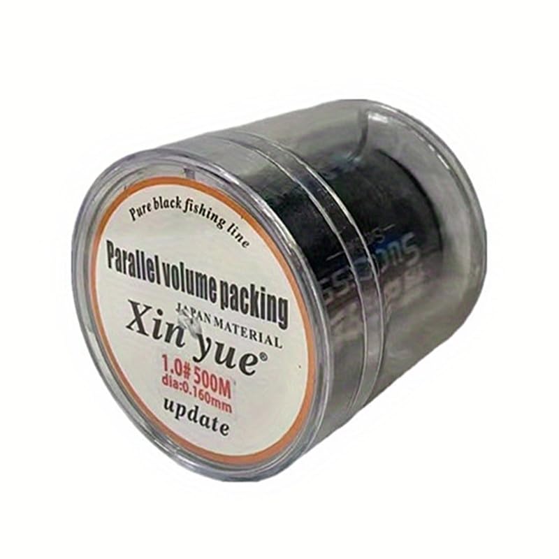 xin yue 1# All Black Core Fishing Line 546 Yards - Medium Stretch High Sensitivity Ultra High Strength Single Strand Nylon Line for Saltwater Freshwater Bait Fishing