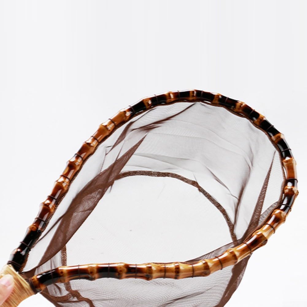 Épuisette de pêche à la mouche, cadre en bois, maille en caoutchouc souple ou maille en nylon imperméable pour attraper et libérer la truite et le bar