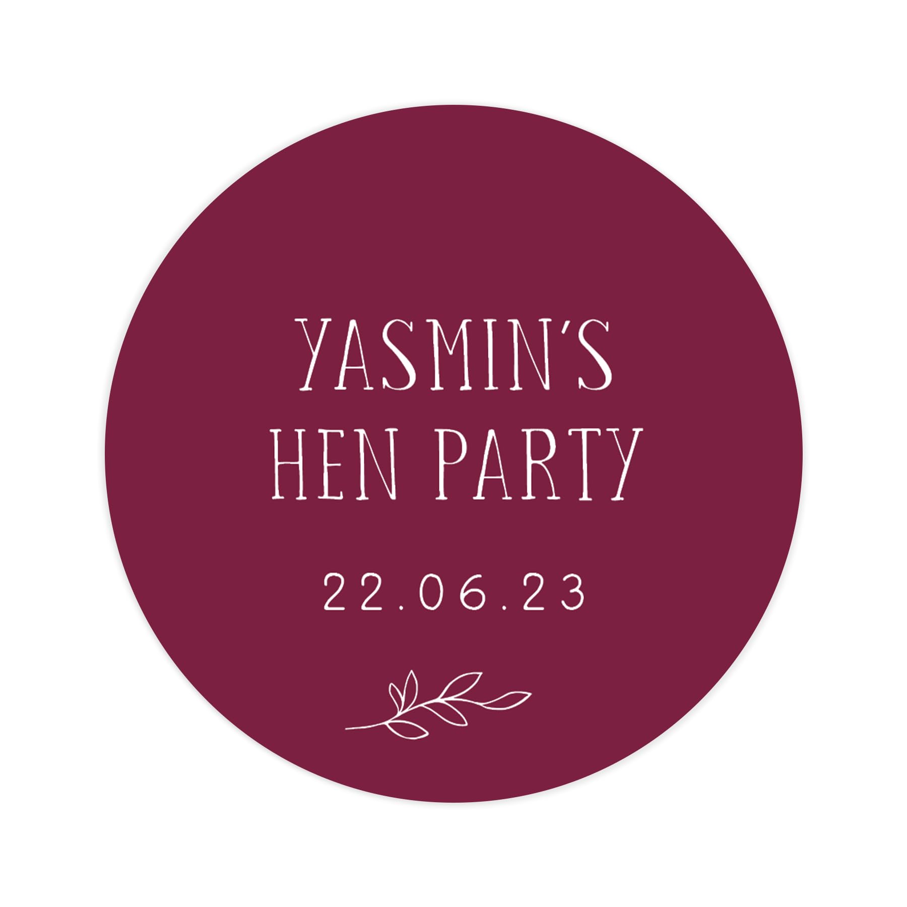 Personalised colour hen party stickers | hen party sticker | hen do stickers for favours | hen party labels | hen party favour label (Wine) โ image 1