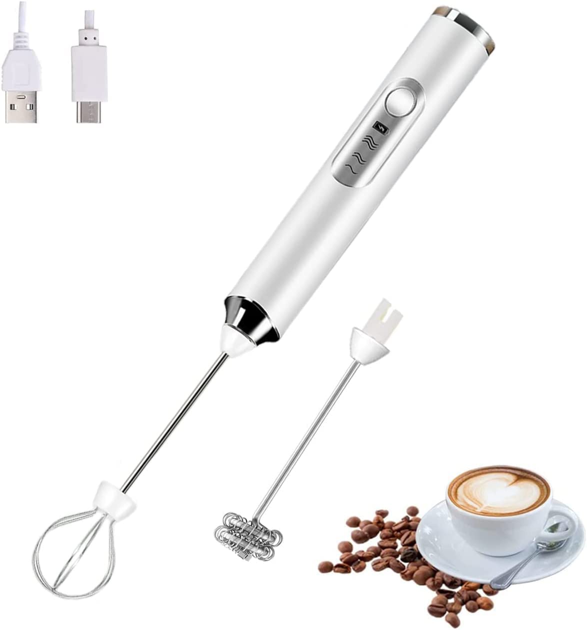 Montalatte Elettrico Doppia Frusta, Montalatte Portatile, Ricaricabile Tramite USB, 3 Velocità, Frusta Elettrica M?ni, Montalatte Manuale Per Caffè, Latte, Cappuccino, Uova - Foto 12