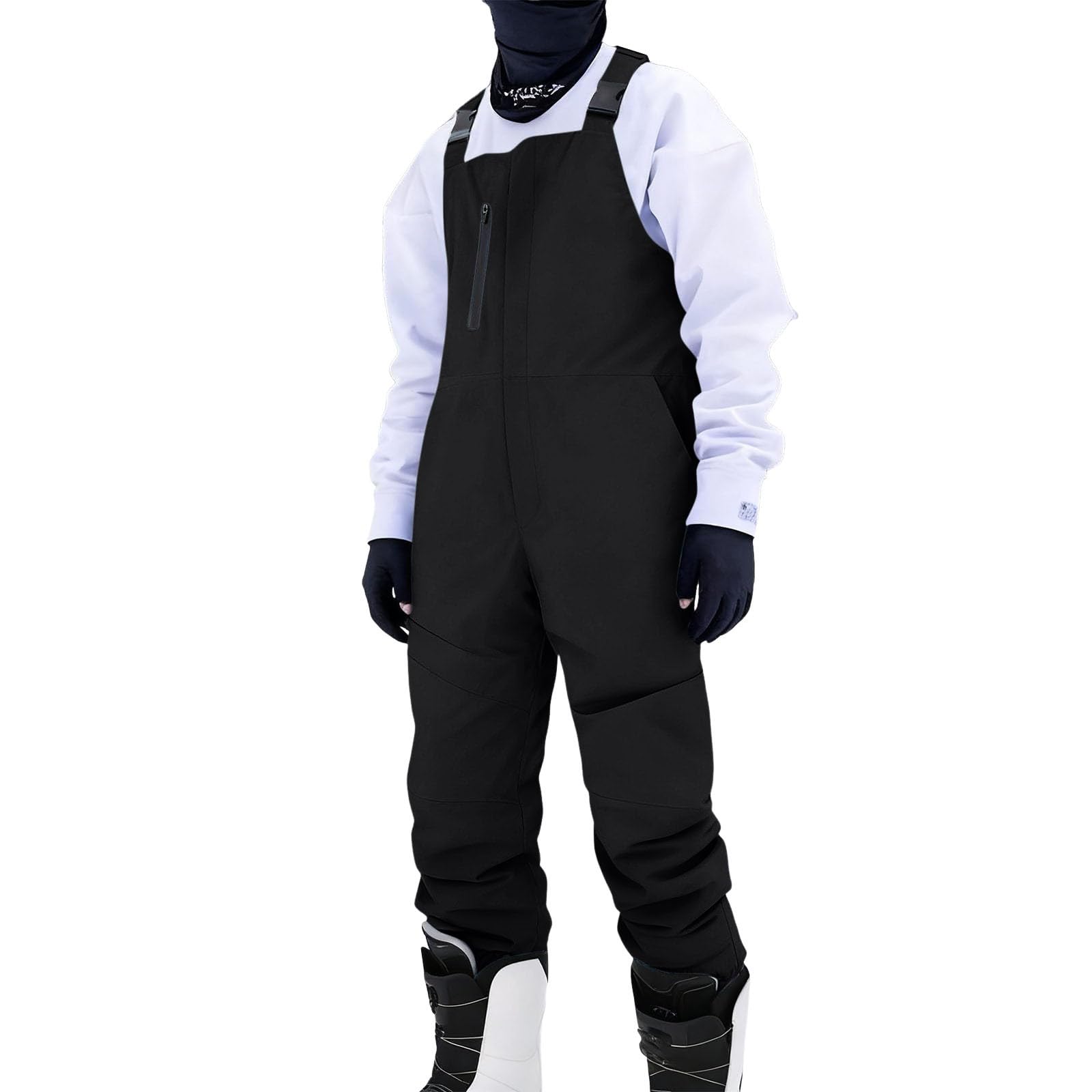 Peto con bolsillos con cremallera y tirantes ajustables – Pantalones térmicos de snowboard de invierno