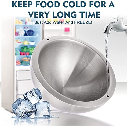 Dip Chiller Bowl - Large 30Oz - Durable Stainless Steel - Ice Cold & Boiling Hot - Ice Chilled Serving Cooler Set For Beverages, Party, Bar, Salsa, Salad, Food (30Oz, Stainless Steel 10-Pack) #TOP3