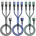 RAVIAD Multi Cavo di Ricarica, 3 in 1 Multiplo Cavetto [3Pezzi, 1.2M] Micro USB Tipo C Nylon Intrecciato Cavo di Ricarica USB per Samsung S24/S23/S22/S10/S9/S8, Huawei P30/P20, Xiaomi, OnePlus