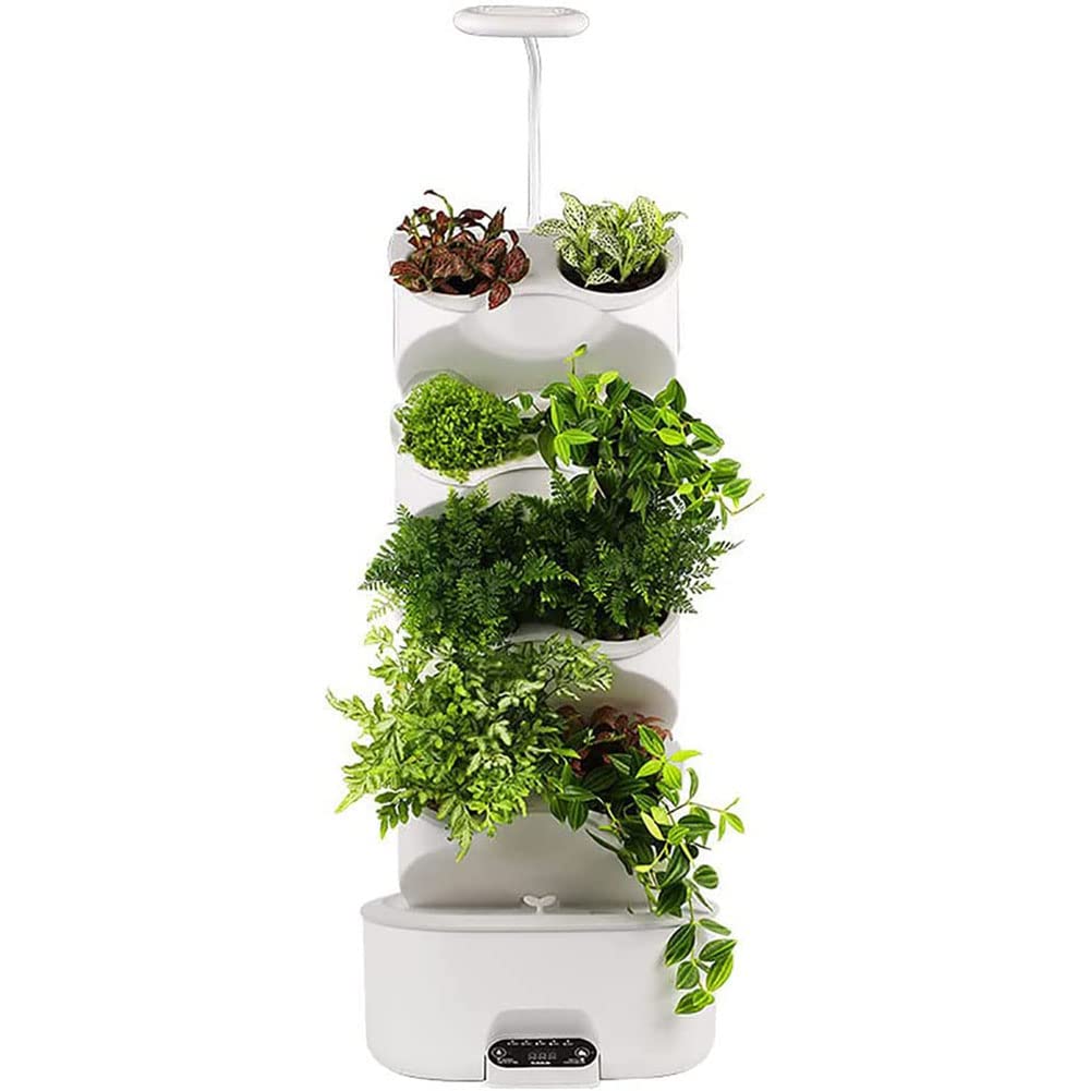 Kit de jardin d'herbes aromatiques d'intérieur hydroponique – Lampe de culture LED – 8 dosettes 4 étages – Écran tactile – Pot de bonsaï – Idéal pour les herbes, les fruits et les légumes