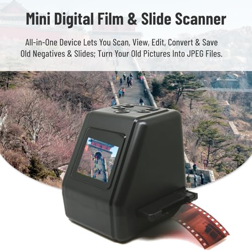 Image of Film Slide Scanner Convert 135 126 110 Films Slides to Negatives Color Black White JPG Photos 22MP with 2.0in LCD Screen, Fast Conversion, Adjust Brightness