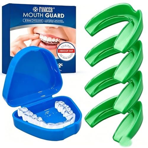 4 Piezas Férulas Descarga Bruxismo,Férula Dental Transparente para Dormir,Protector Bucal Bruxismo con Caja, Prevenir el Bruxismo,Unisex Adultos, Verde
