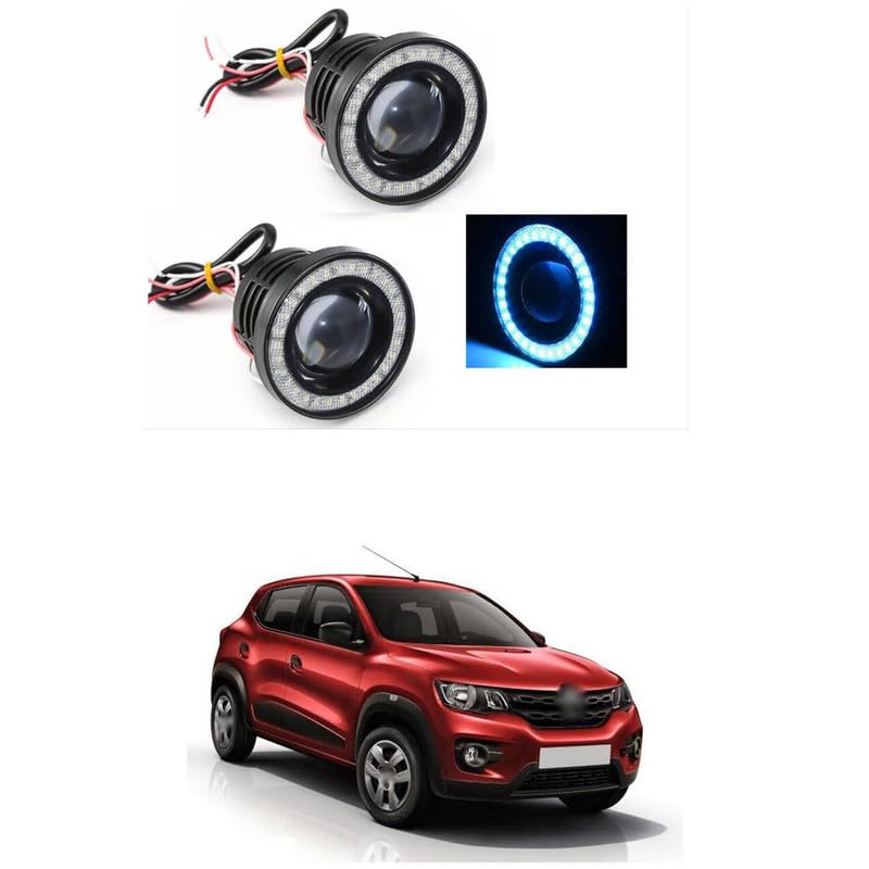 LOVMOTO Universal Led Fog Light Projector Blue Halo Angel Eye Ring 12V Super Bright High Power 10w Projector For Headlight Car COB DRL Driving Light Fog Lamp Bulbs Comfortable With Kw-id