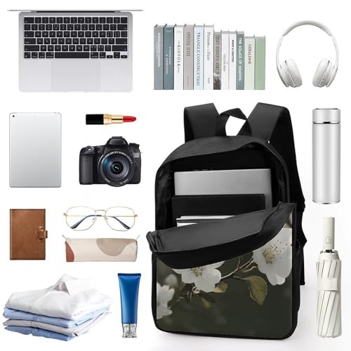 White Flowers Spring Backpack for Men Women, Heavy Duty Backpack Large Capacity, Durable Lightweight Travel Daypack3
