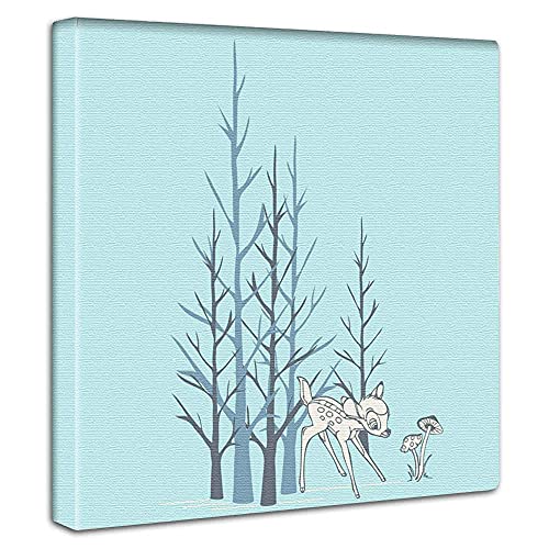 ディズニー バンビ アートパネル 30cm × 30cm 日本製 ポスター おしゃれ インテリア 模様替え リビング 内装 パステル ブルー キャラクター ファブリックパネル dsn-0075