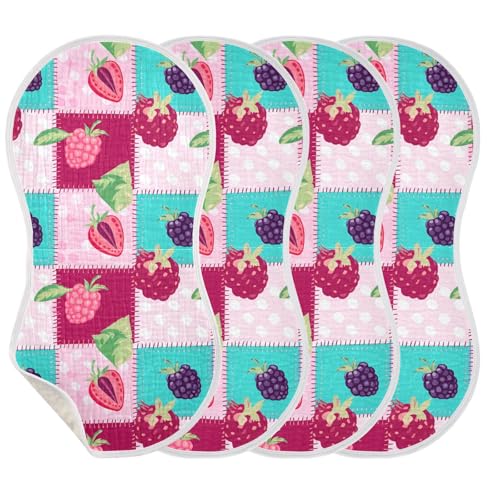 MCHIVER Strawberry Raspberry Quilt Pastel Baby Burp Cloths Cotton Washcloths Super Soft Absorbent Burping Rags for Baby Boys Girl Burpy Cloth Bib 1 Pack3