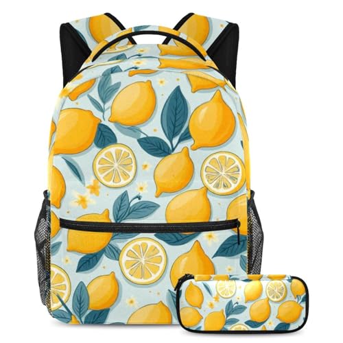 Sac à dos motif citrons mignons pour voyage et récréation des adolescents