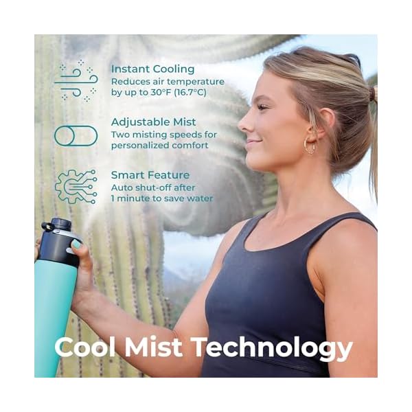 ExtremeMIST - GoMist Misting & Drinking Bottle - Personal Mister - Cooling Water Flask with Easy-Drink Spout - Stainless-Steel Double Wall Insulation - Portable Misting- Marine Teal - 25oz/750ml - Image 4