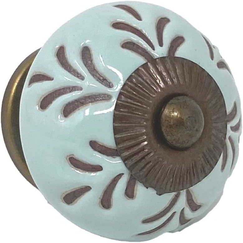 Shabby Restore Turquoise Ceramic Round Decorative Knobs for Dressers
