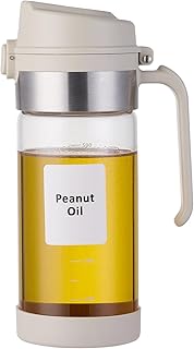 Verdental 17 oz Glass Olive Oil & Vinegar Dispenser Bottle, with Non-Slip Base and Lables, Stainless Steel Pour Spout for Oil, Soy Sauce, Cooking Wine, Coffee Syrup, Tea, Beer (Off-white)
