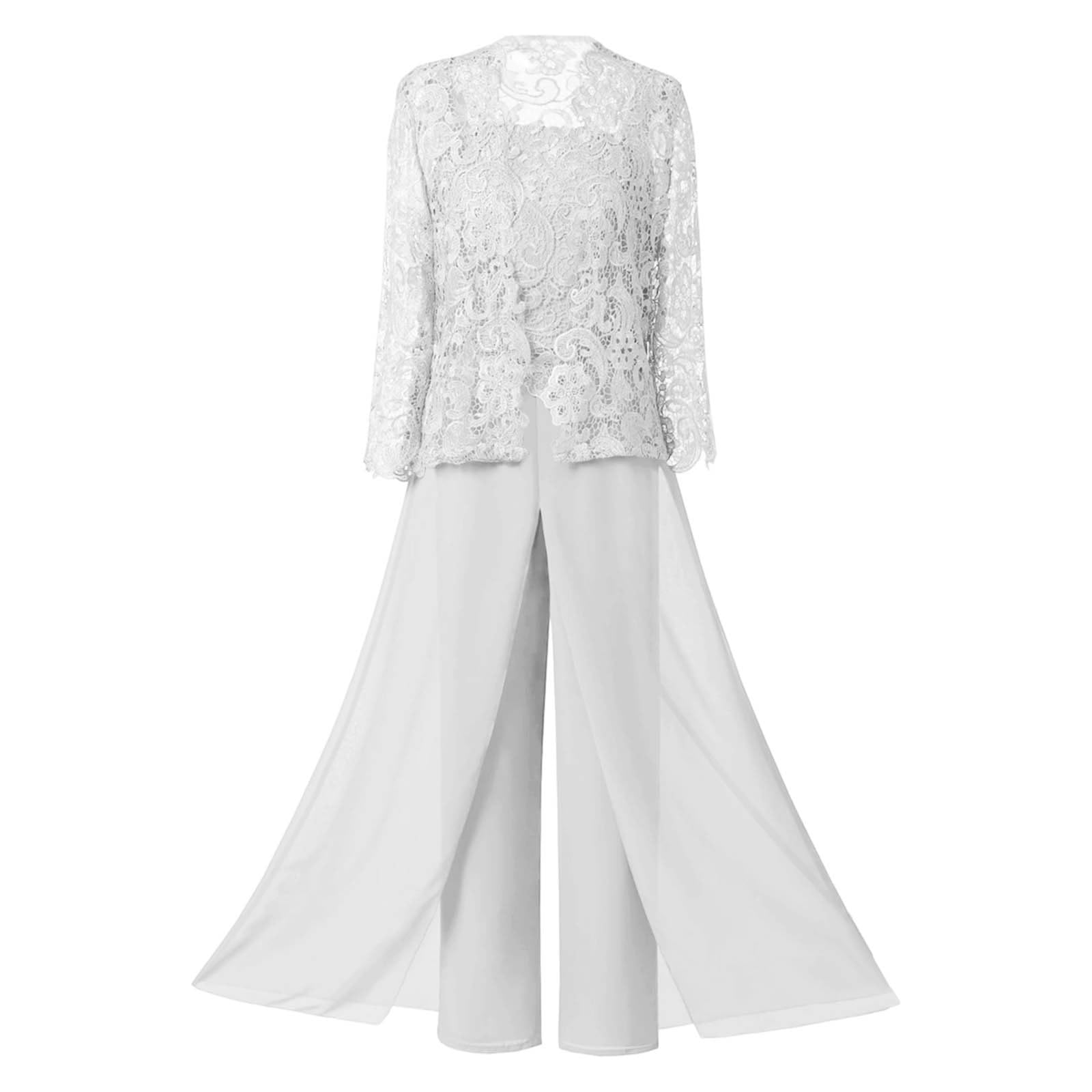 Elegante cardigan in pizzo Abito da sera a tre pezzi per elegante chiffon trasparente della sposa con design a strati e sofisticato