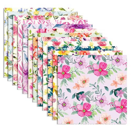 Florales Muster Scrapbook Papier, 30x30 cm, 24 Blatt/12 Designs Doppelseitiges Bastelpapier, Decoupage Papier Block für DIY Alben Bullet Journals Süße Geschenke (Blume)