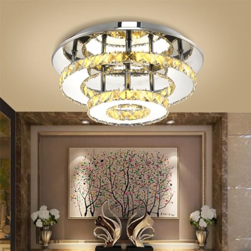 Lustre plafond pendentif cristal LED blanc réglable avec télécommande sans fil - 3