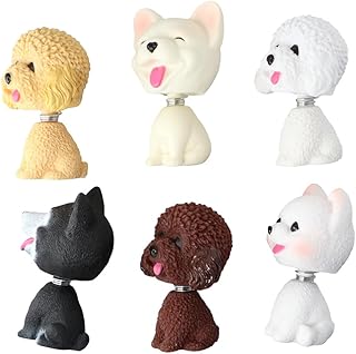 6Pcs/set Shaking Head Dog,Car Interior Dashboard Ornament,Car Dashboard Decoration Accessories,Tabletop Ornament Dog Figurine Home Office Decor(Multi)