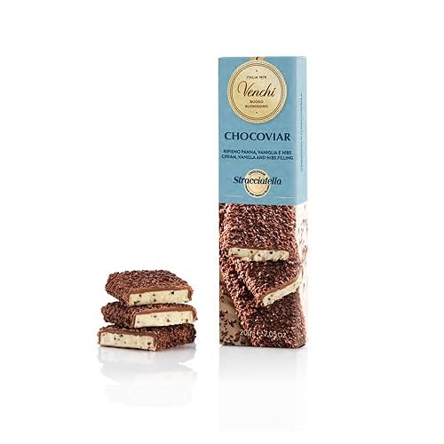 Venchi Barra de chocolate Chocoviar Stracciatella Soft Bar, 7.05 oz - Perfecto para los amantes del chocolate con leche - Sin gluten