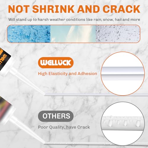 Image of WELLUCK Clear Silicone Caulk, 100% Waterproof Silicone Sealant Adhesive Caulking,for RV, Kitchen,Bathroom, Window, Door, Glass,10.2FL.OZ /300ML (12 Pack)