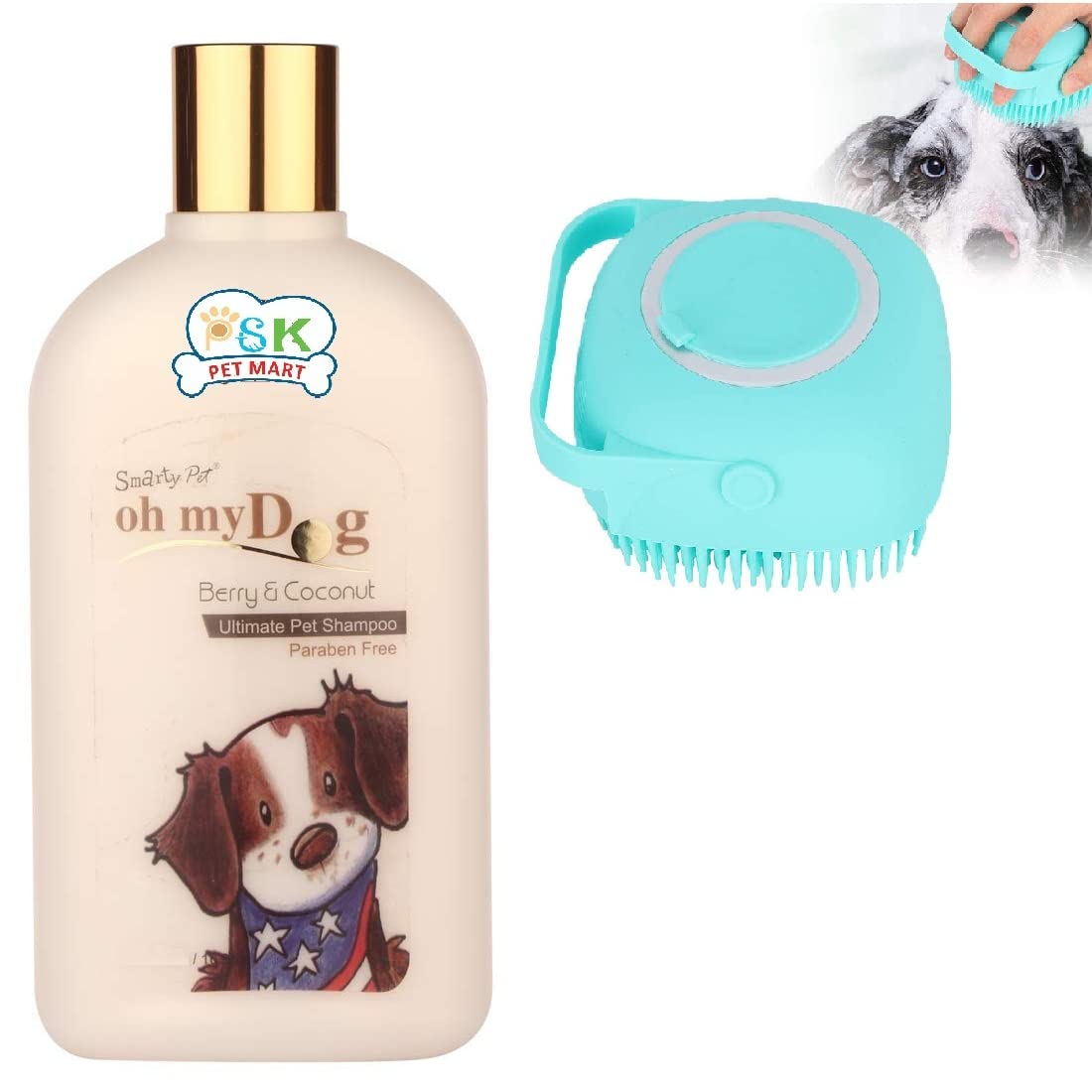 PSK PET MART Oh My Dog Paraben Free Ultimate Pet Shampoo (Berry-Coconut, 1000ml) + Pet Shampoo Bath Brush for Puppies & Dogs (B0BDMF79FN) Amazon Price History, Amazon Price Tracker