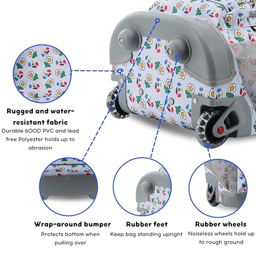 Image of J World Sunny Rolling Backpack for Kids. Roller Bag With Wheels, Every Daisy