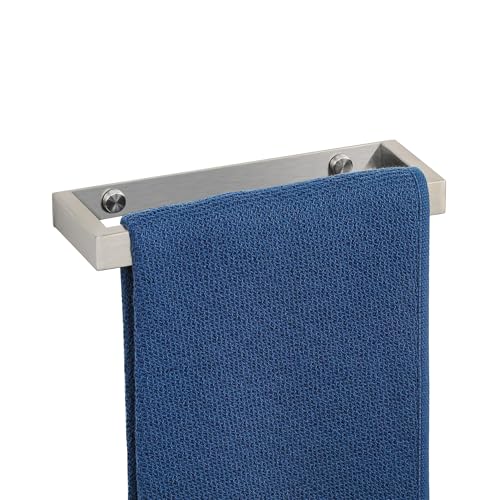 SAYAYO Hand Towel Holder 20CM Small Towel Rail Wall Mounted Self Adhesive & Screw Towel Ring SUS304 Stainless Steel No Drilling for Bathroom, Brushed Nickel